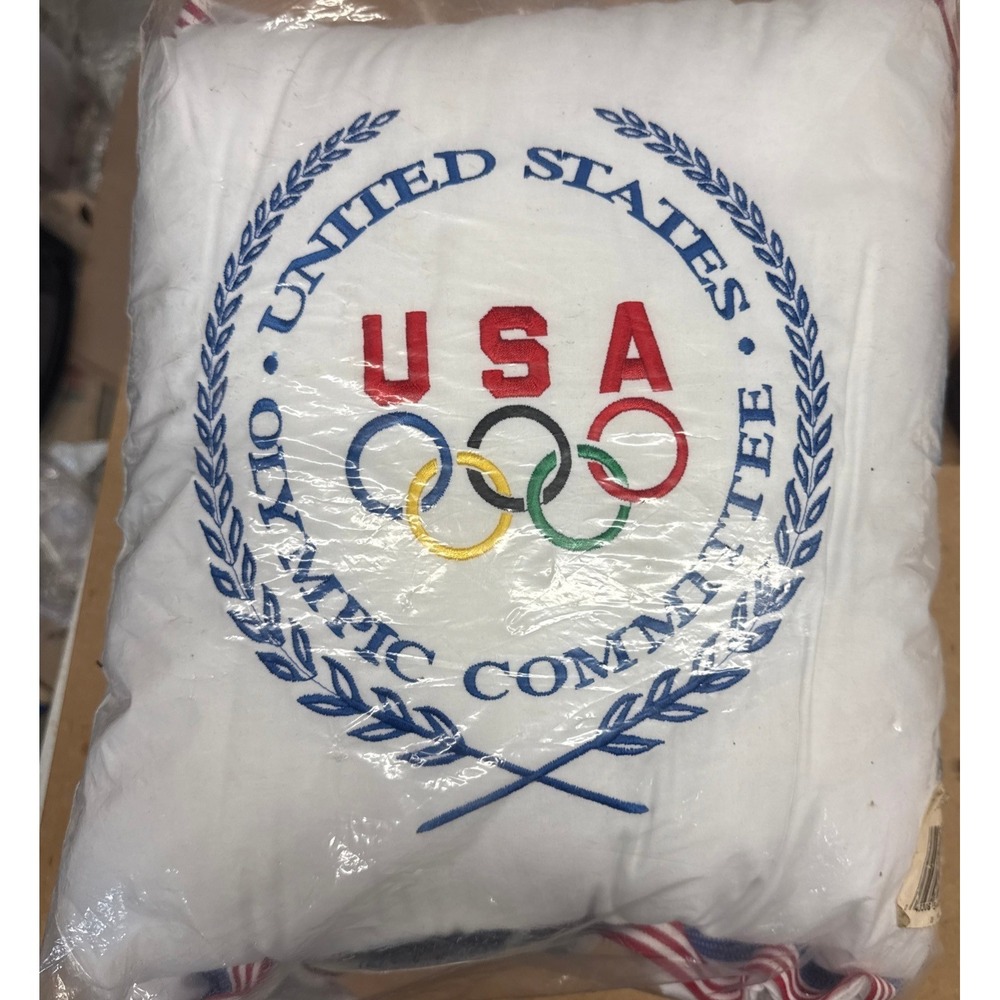 Vintage USA Olympic Committee Pillow America Cannon White Embroidered New - Picture 6 of 6